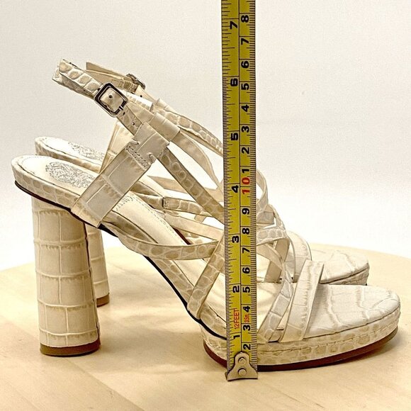 Vince Camuto Neloette Ivory Leather Croc Texture Platform Heel Sandal Sz 5.5 NEW - Picture 9 of 12